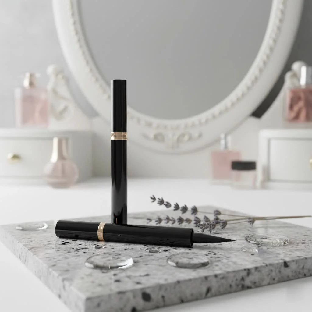 Woman with vibrant blue eyeliner