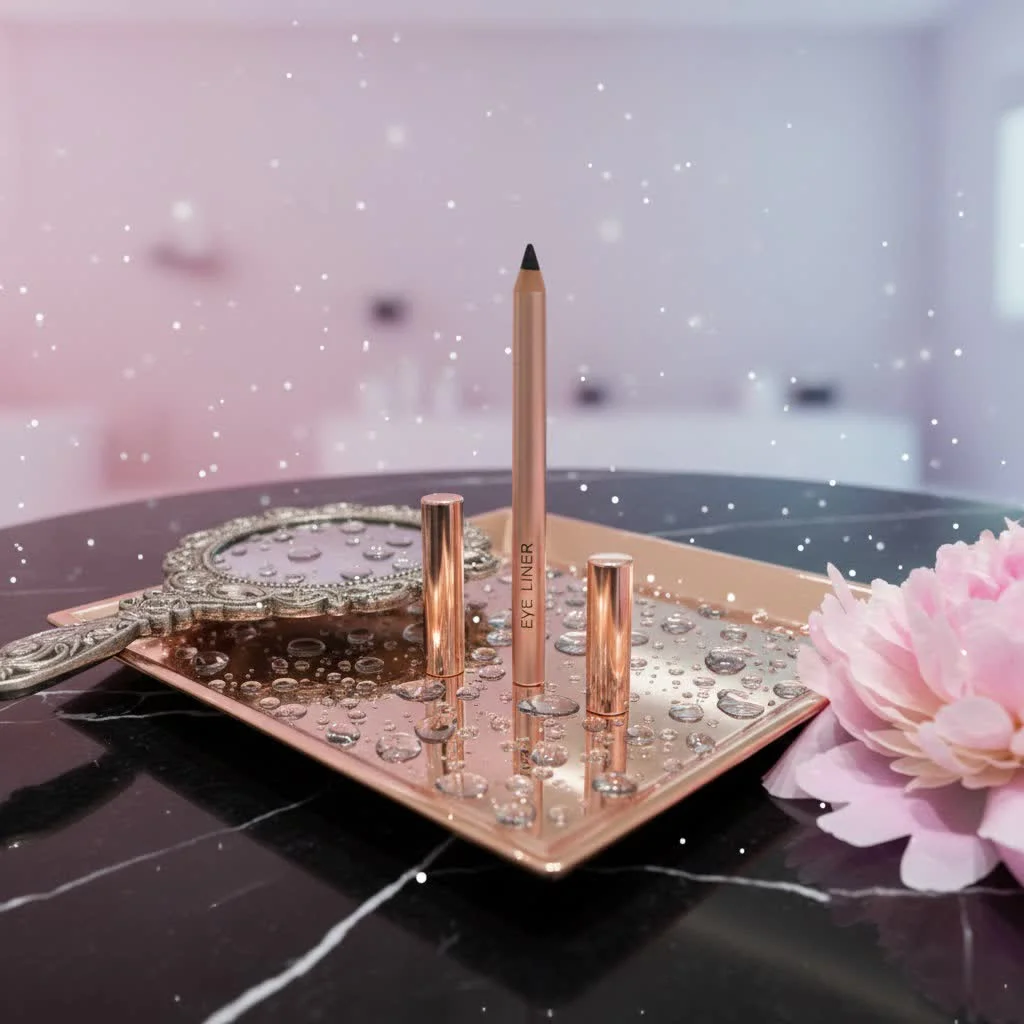 Close-up of a woman's eye with perfectly applied brown eyeliner