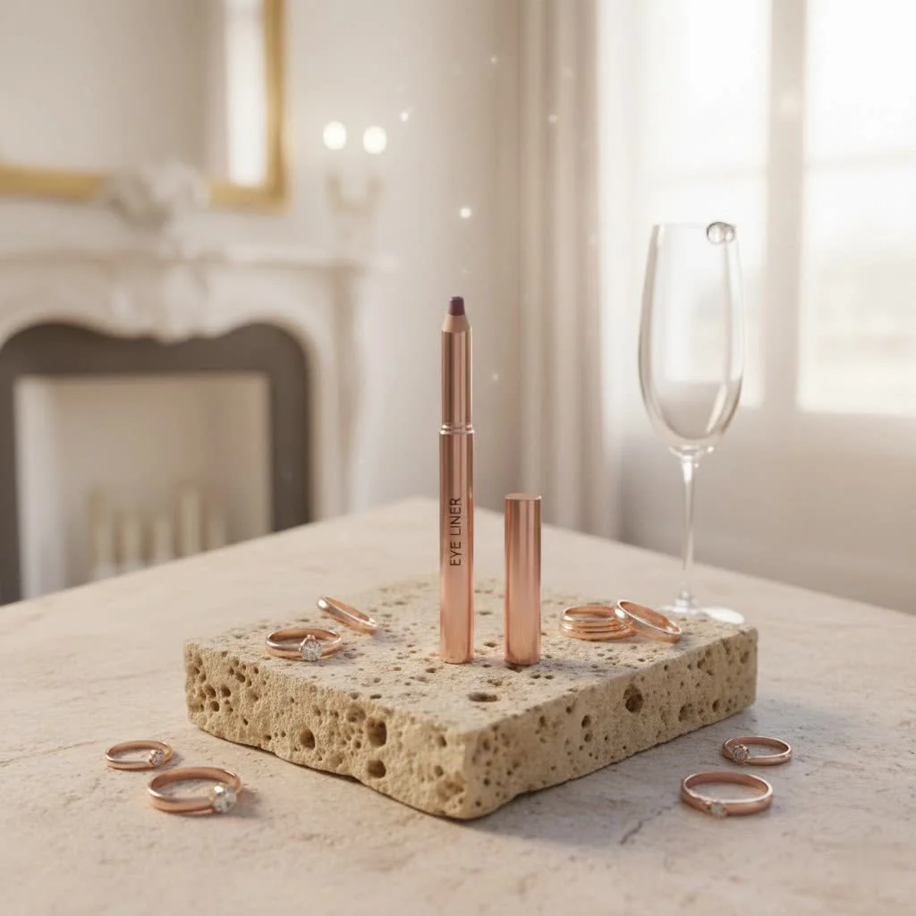 Close-up of a woman applying waterproof eye pencil to her upper lash line