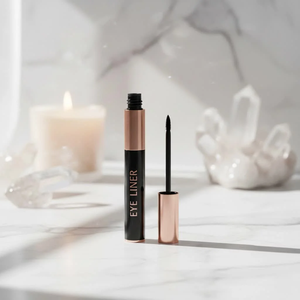 Close-up of a woman's eye with perfectly applied winged eyeliner