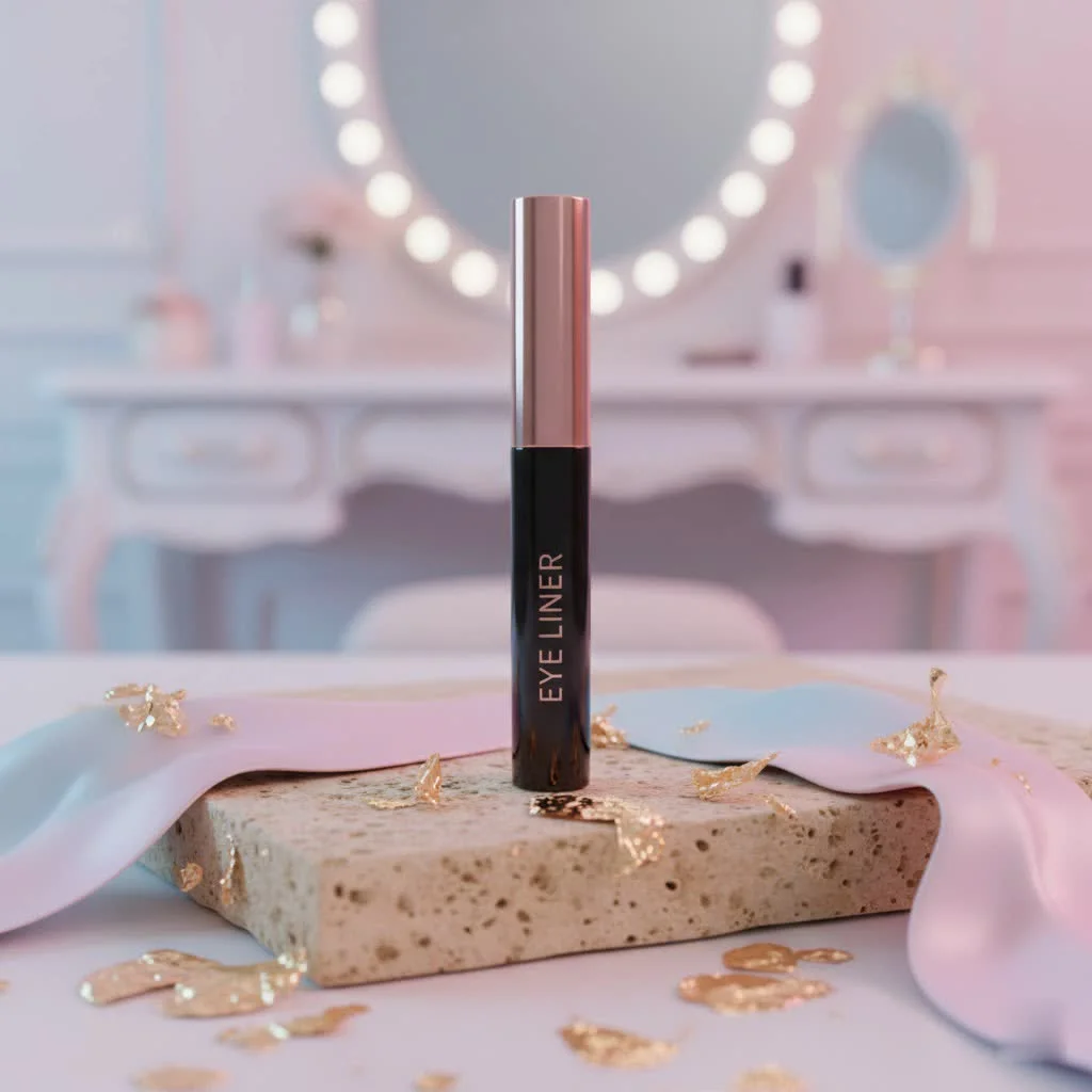 Close-up of a woman's eye with a perfectly applied black wing liner