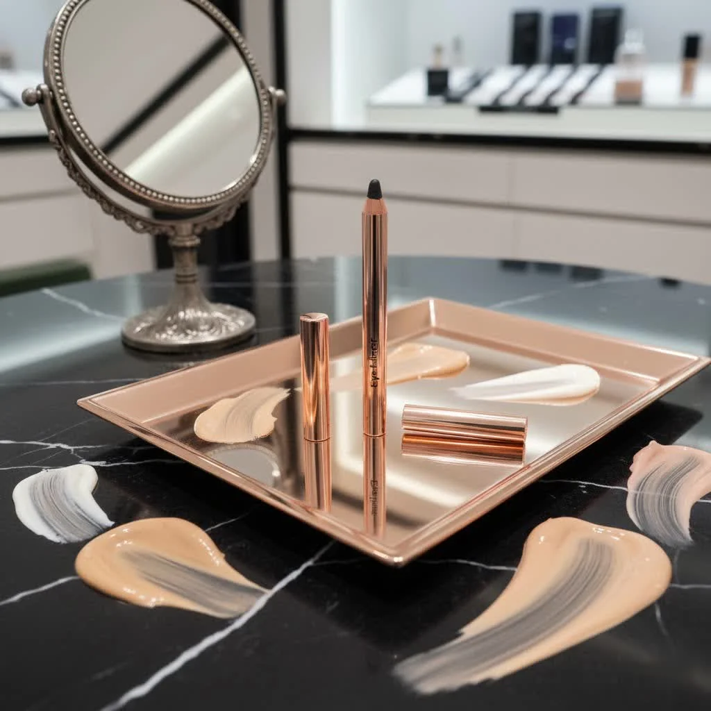 Close-up of a woman's eye with perfectly applied black waterproof eyeliner